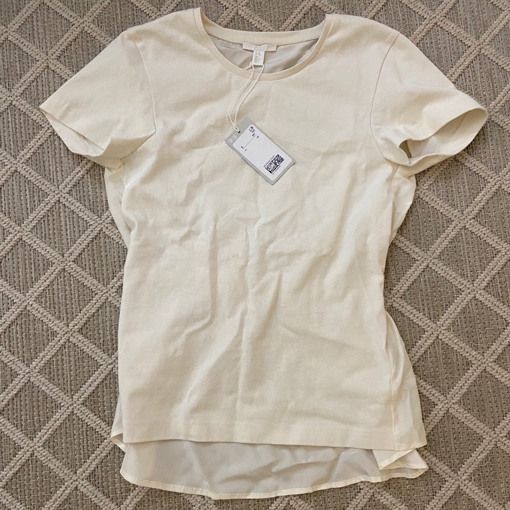 COS - nwt cream tee with silk scrunch back